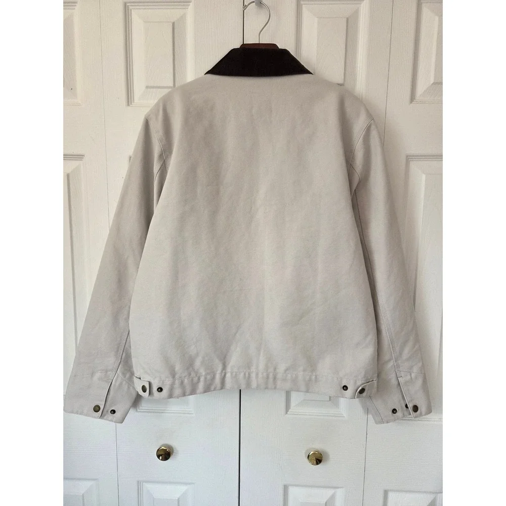 J. Crew Canvas Work Jacket Corduroy Collar Mens M Stone NWD $280‎ CM498